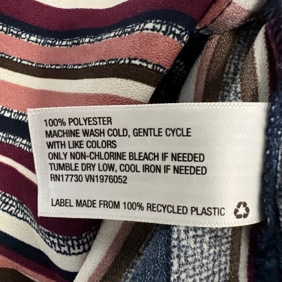 Xhilaration Womens Surplice Faux Wrap Dress Long Sleeve Ruffle Hem Striped Small - Picture 8 of 8